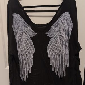 Torrid Black Top with Silver Wing Design